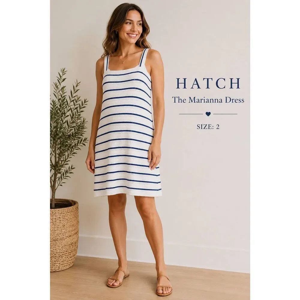 HATCH The Marianna Maternity Dress Blue Stripe Knit Dress Size 2 NWT